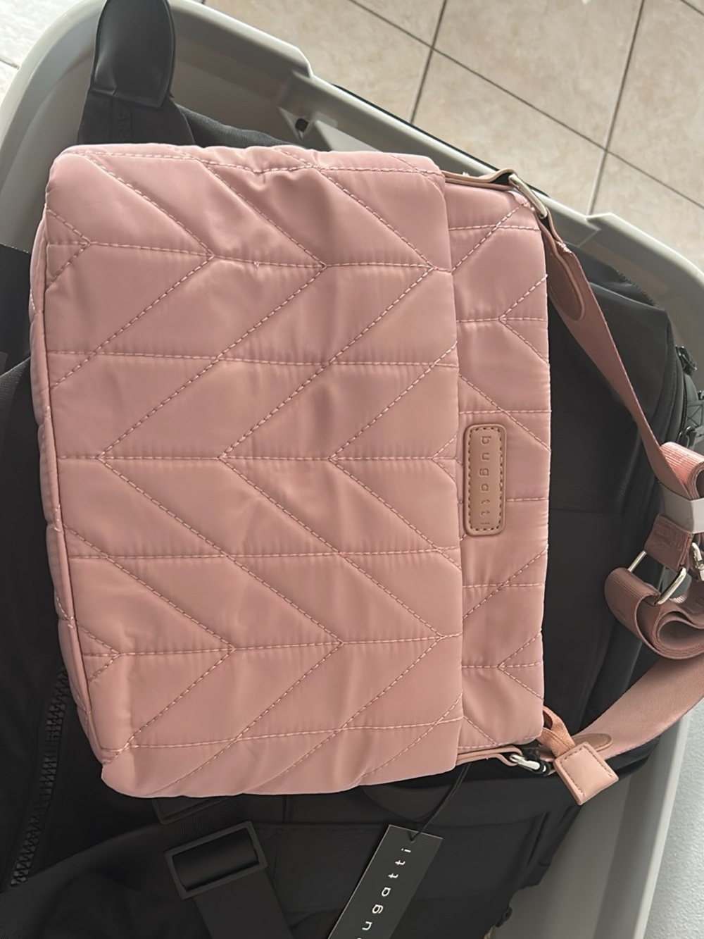 Bugatti Pink Quilted Crossbody Bag